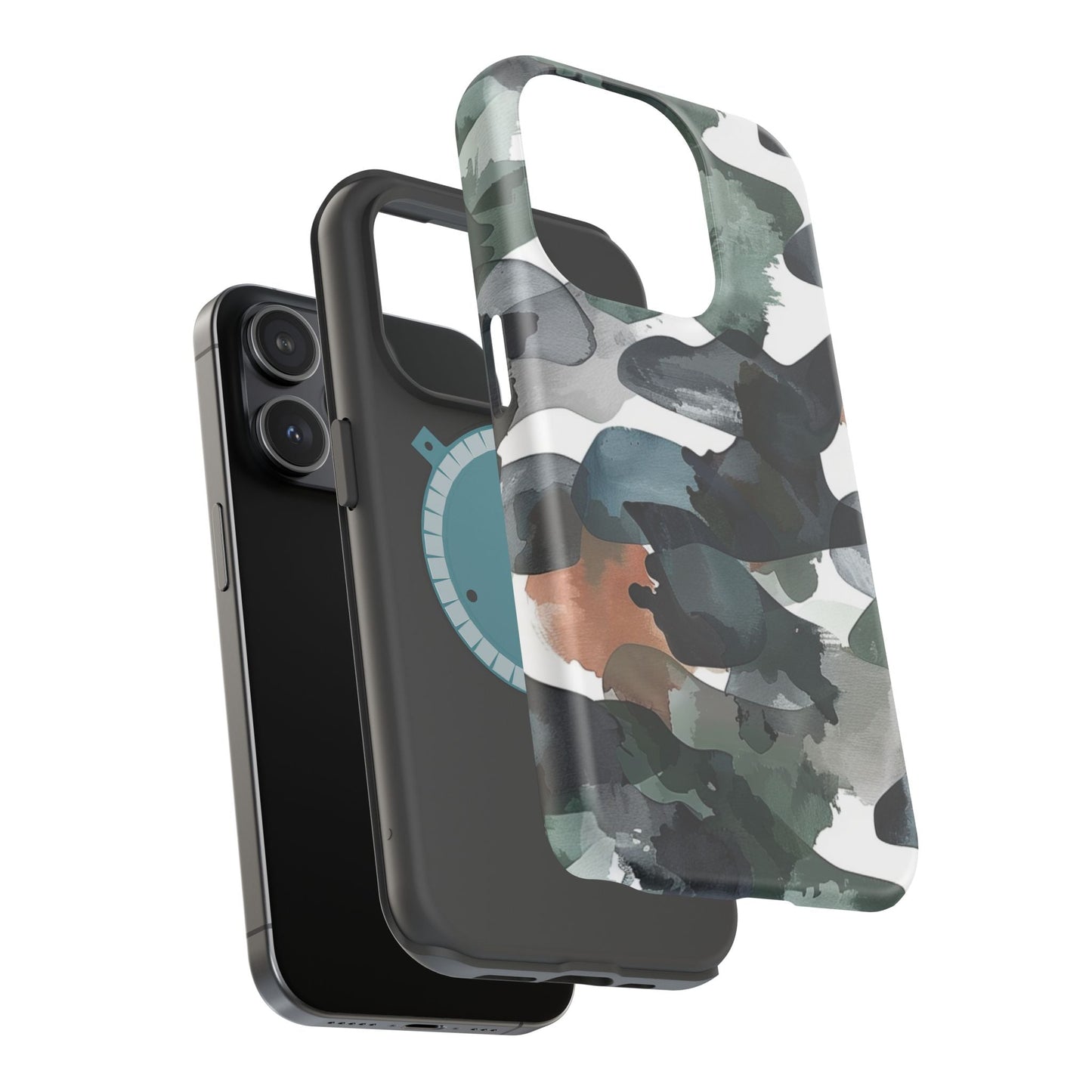 Moody Abstract Watercolor MagSafe Case – Dark Green and Earthy Brown with MagSafe Compatibility - BOGO Cases