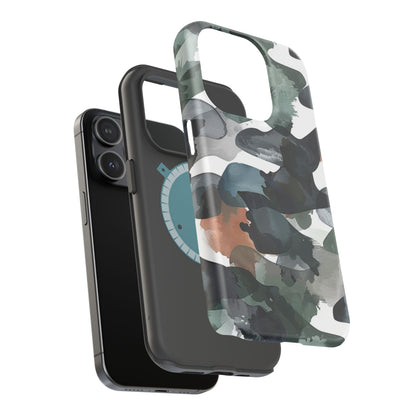 Moody Abstract Watercolor MagSafe Case – Dark Green and Earthy Brown with MagSafe Compatibility - BOGO Cases