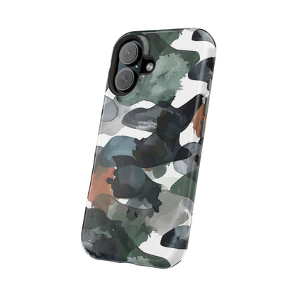 Moody Abstract Watercolor MagSafe Case – Dark Green and Earthy Brown with MagSafe Compatibility - BOGO Cases
