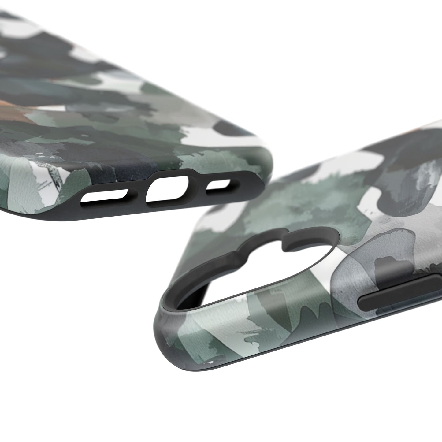Moody Abstract Watercolor MagSafe Case – Dark Green and Earthy Brown with MagSafe Compatibility - BOGO Cases