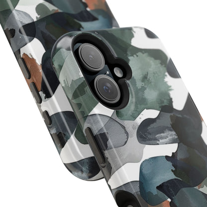 Moody Abstract Watercolor MagSafe Case – Dark Green and Earthy Brown with MagSafe Compatibility - BOGO Cases