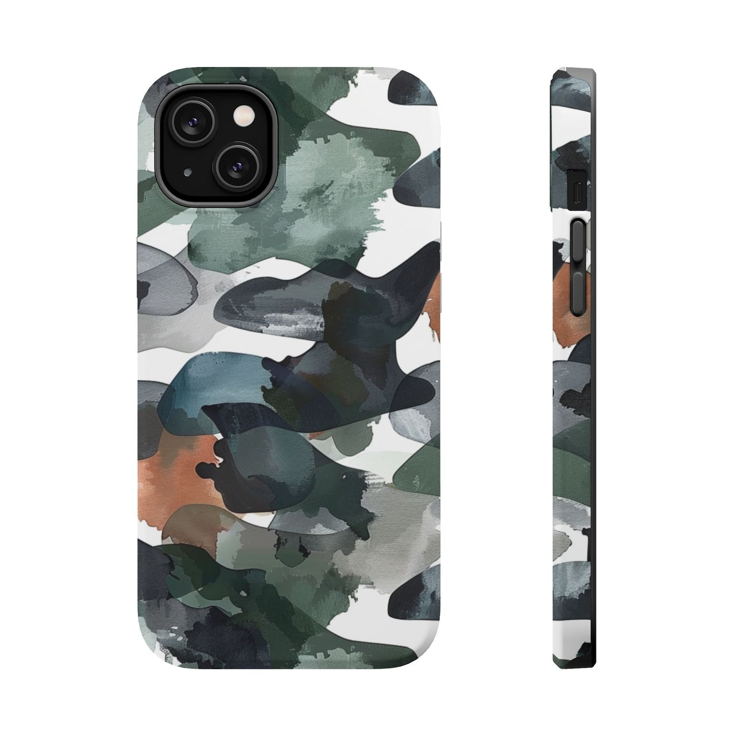 Moody Abstract Watercolor MagSafe Case – Dark Green and Earthy Brown with MagSafe Compatibility - BOGO Cases