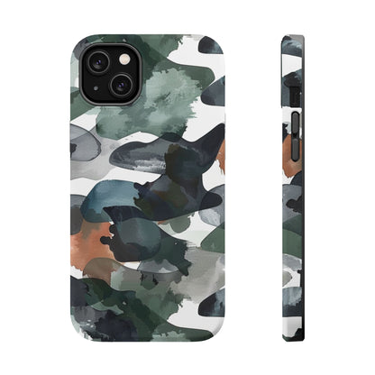 Moody Abstract Watercolor MagSafe Case – Dark Green and Earthy Brown with MagSafe Compatibility - BOGO Cases