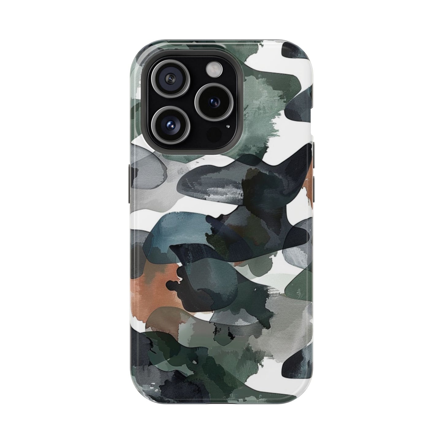 Moody Abstract Watercolor MagSafe Case – Dark Green and Earthy Brown with MagSafe Compatibility - BOGO Cases