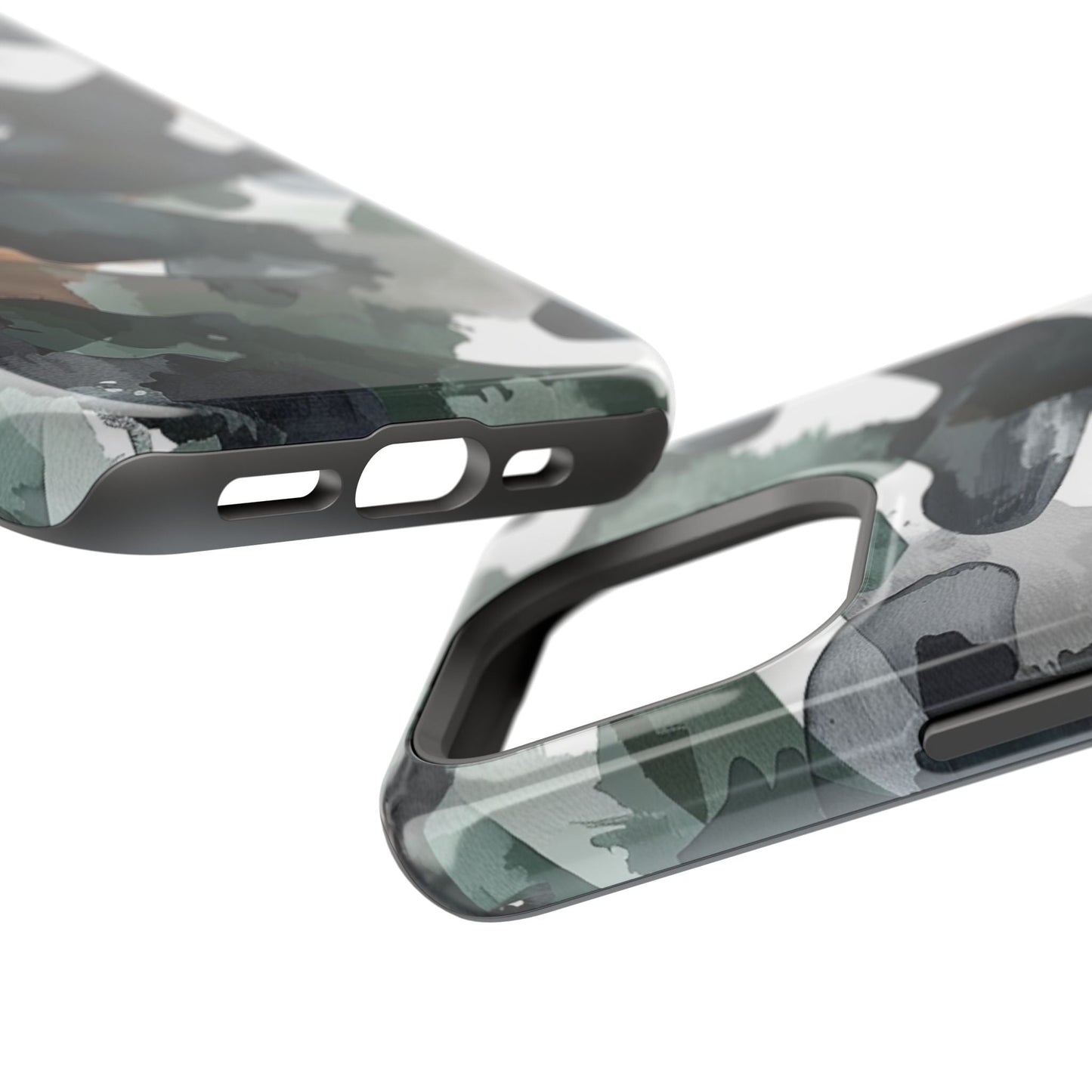 Moody Abstract Watercolor MagSafe Case – Dark Green and Earthy Brown with MagSafe Compatibility - BOGO Cases