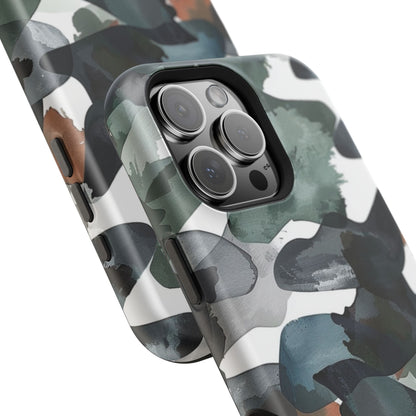 Moody Abstract Watercolor MagSafe Case – Dark Green and Earthy Brown with MagSafe Compatibility - BOGO Cases