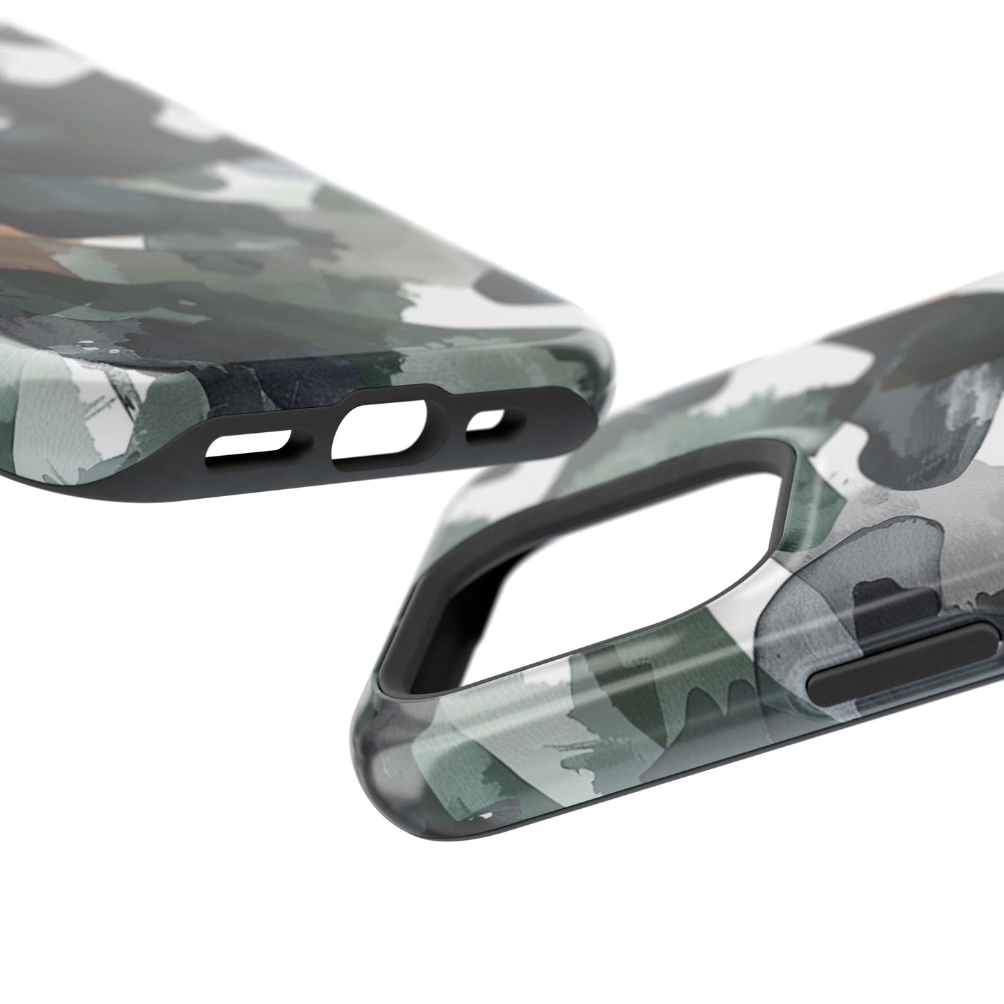 Moody Abstract Watercolor MagSafe Case – Dark Green and Earthy Brown with MagSafe Compatibility - BOGO Cases