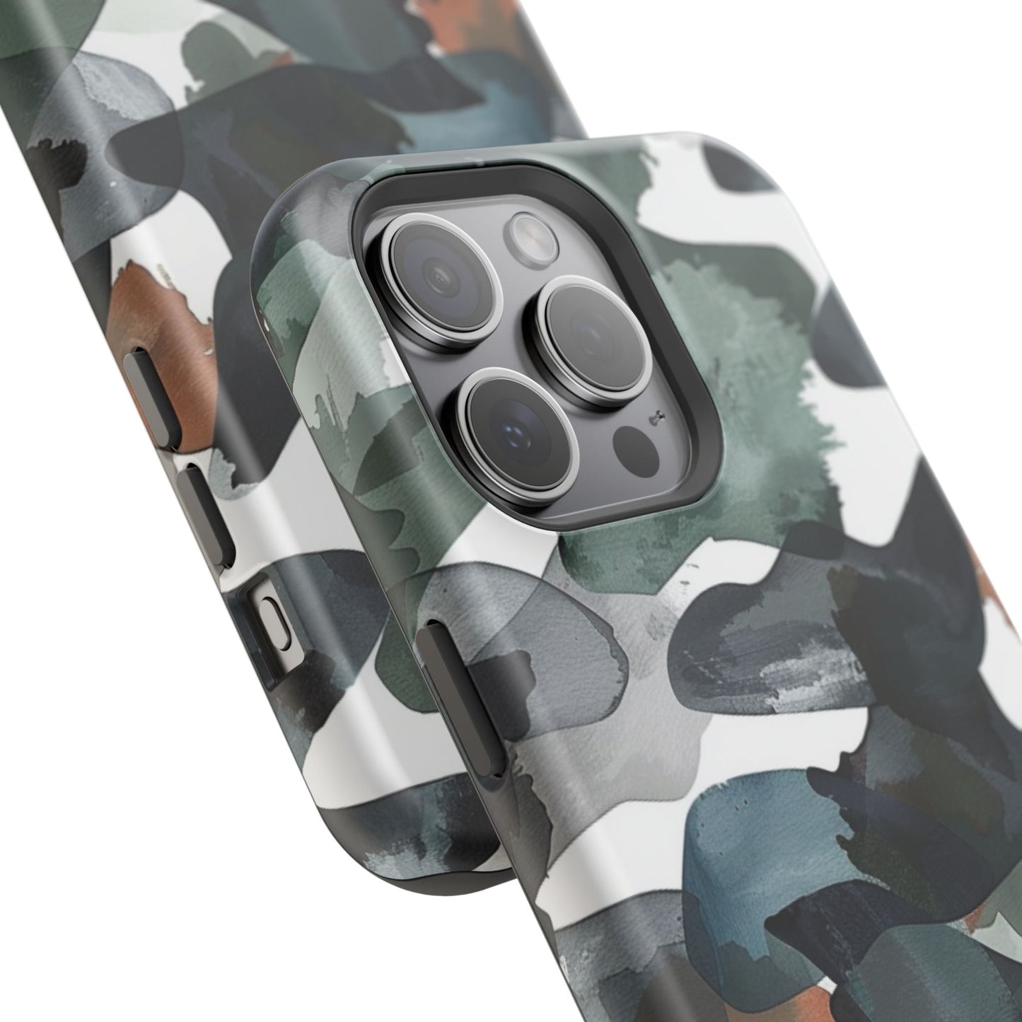 Moody Abstract Watercolor MagSafe Case – Dark Green and Earthy Brown with MagSafe Compatibility - BOGO Cases