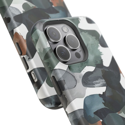 Moody Abstract Watercolor MagSafe Case – Dark Green and Earthy Brown with MagSafe Compatibility - BOGO Cases