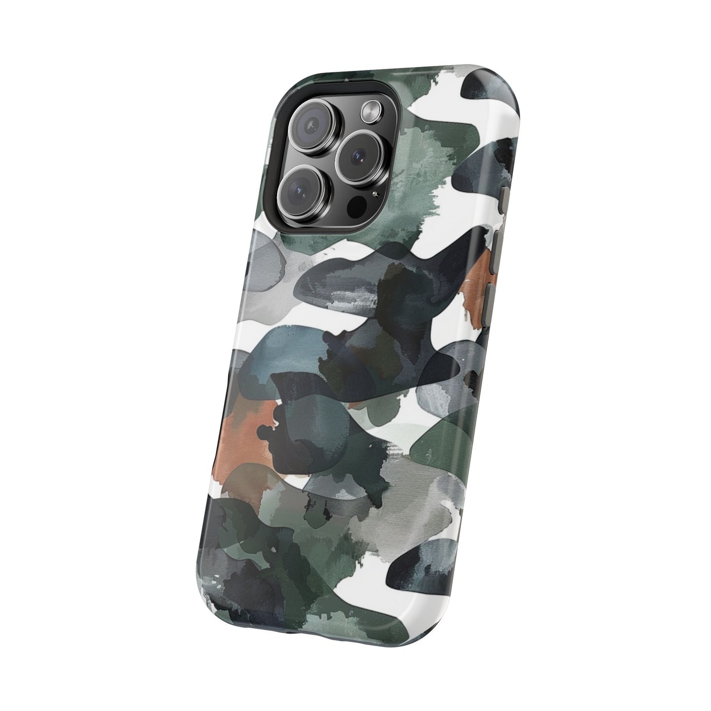 Moody Abstract Watercolor MagSafe Case – Dark Green and Earthy Brown with MagSafe Compatibility - BOGO Cases