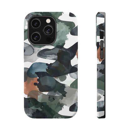Moody Abstract Watercolor MagSafe Case – Dark Green and Earthy Brown with MagSafe Compatibility - BOGO Cases