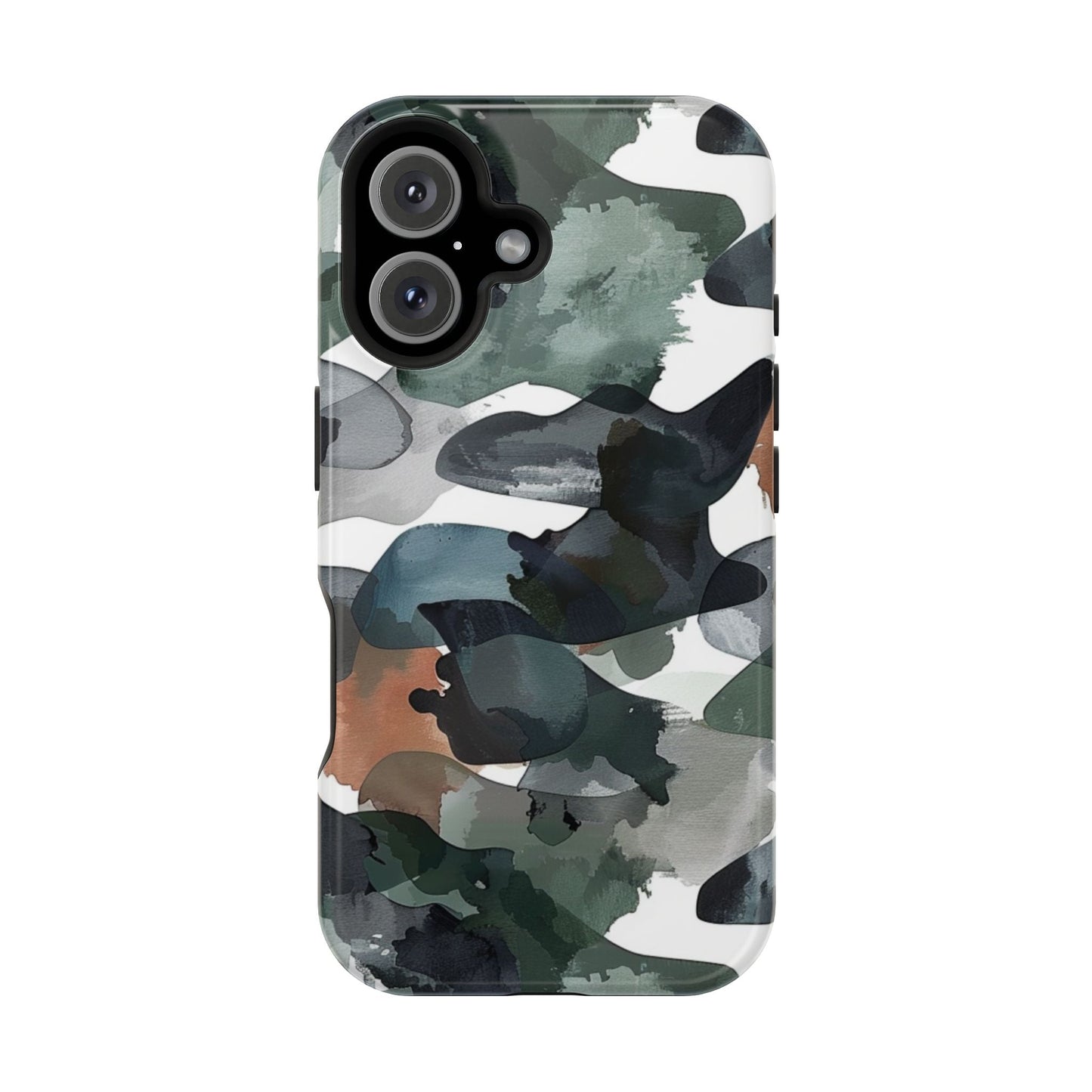 Moody Abstract Watercolor MagSafe Case – Dark Green and Earthy Brown with MagSafe Compatibility - BOGO Cases