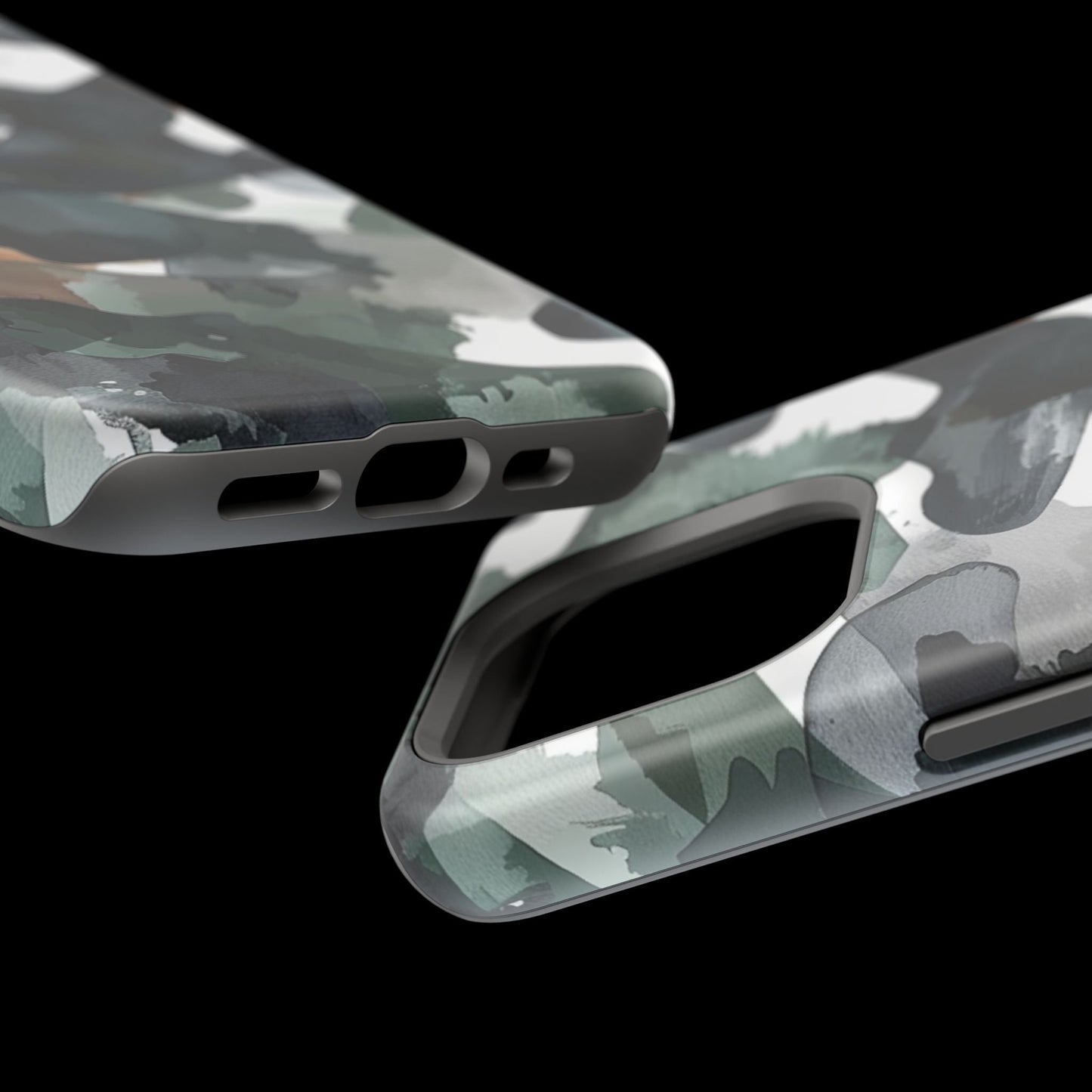 Moody Abstract Watercolor MagSafe Case – Dark Green and Earthy Brown with MagSafe Compatibility - BOGO Cases