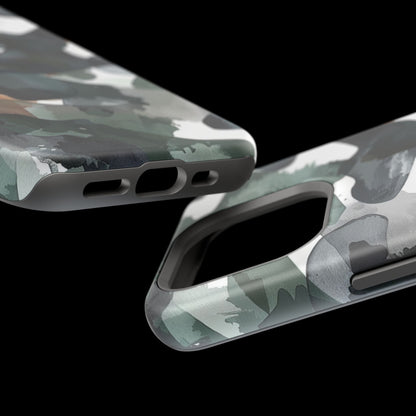 Moody Abstract Watercolor MagSafe Case – Dark Green and Earthy Brown with MagSafe Compatibility - BOGO Cases