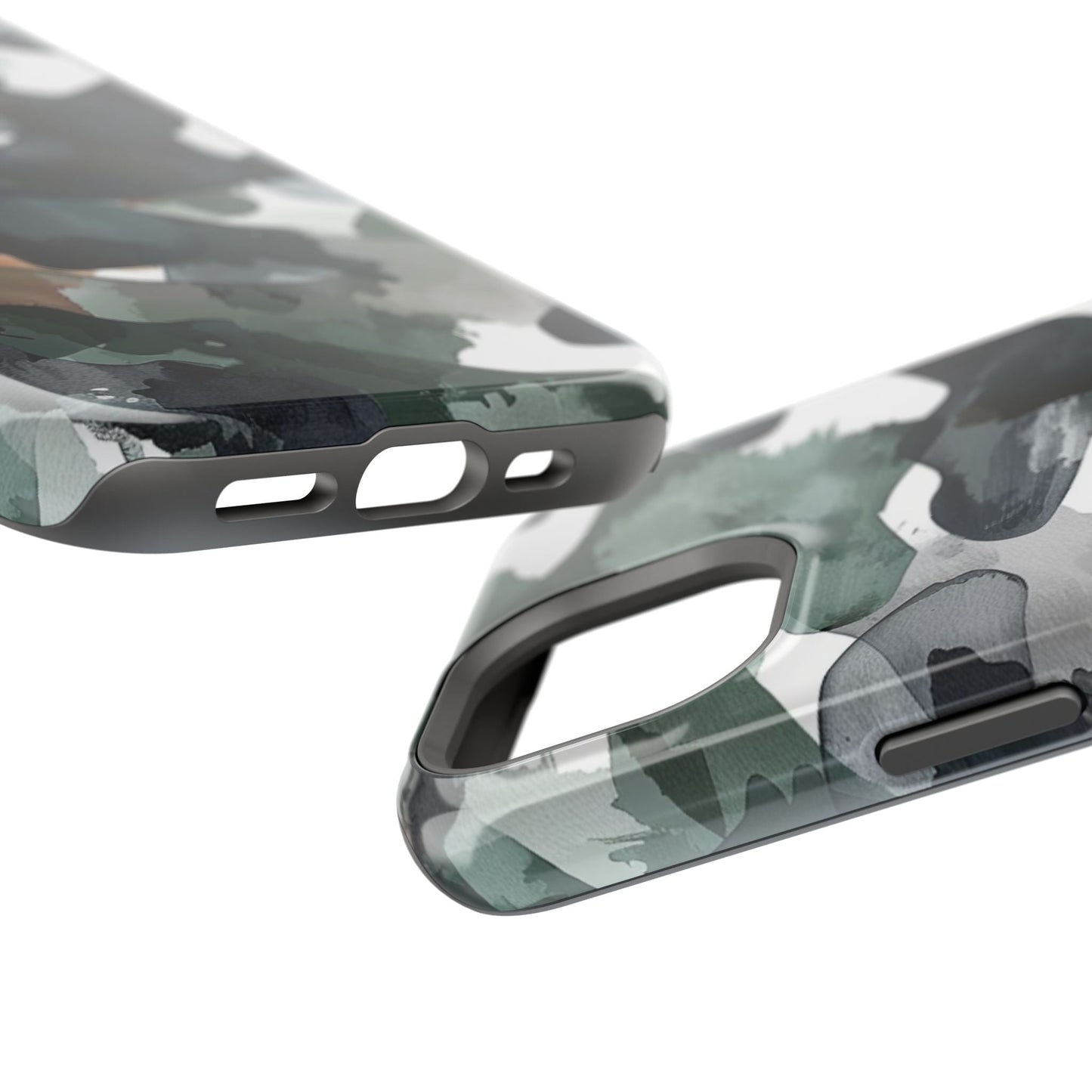 Moody Abstract Watercolor MagSafe Case – Dark Green and Earthy Brown with MagSafe Compatibility - BOGO Cases