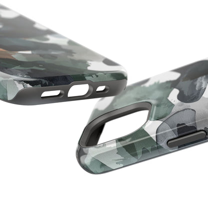 Moody Abstract Watercolor MagSafe Case – Dark Green and Earthy Brown with MagSafe Compatibility - BOGO Cases
