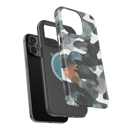 Moody Abstract Watercolor MagSafe Case – Dark Green and Earthy Brown with MagSafe Compatibility - BOGO Cases