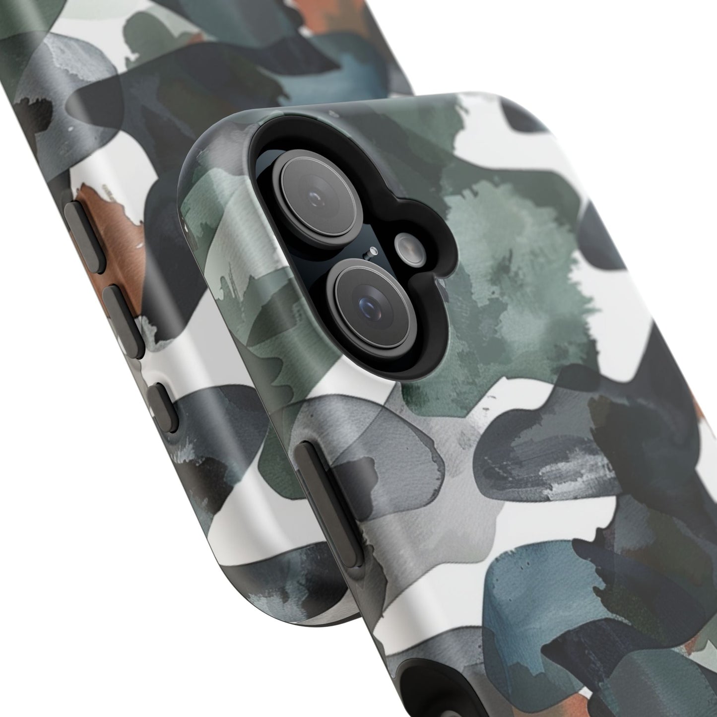 Moody Abstract Watercolor MagSafe Case – Dark Green and Earthy Brown with MagSafe Compatibility - BOGO Cases