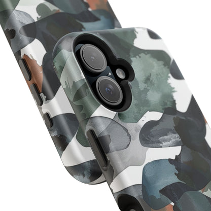 Moody Abstract Watercolor MagSafe Case – Dark Green and Earthy Brown with MagSafe Compatibility - BOGO Cases