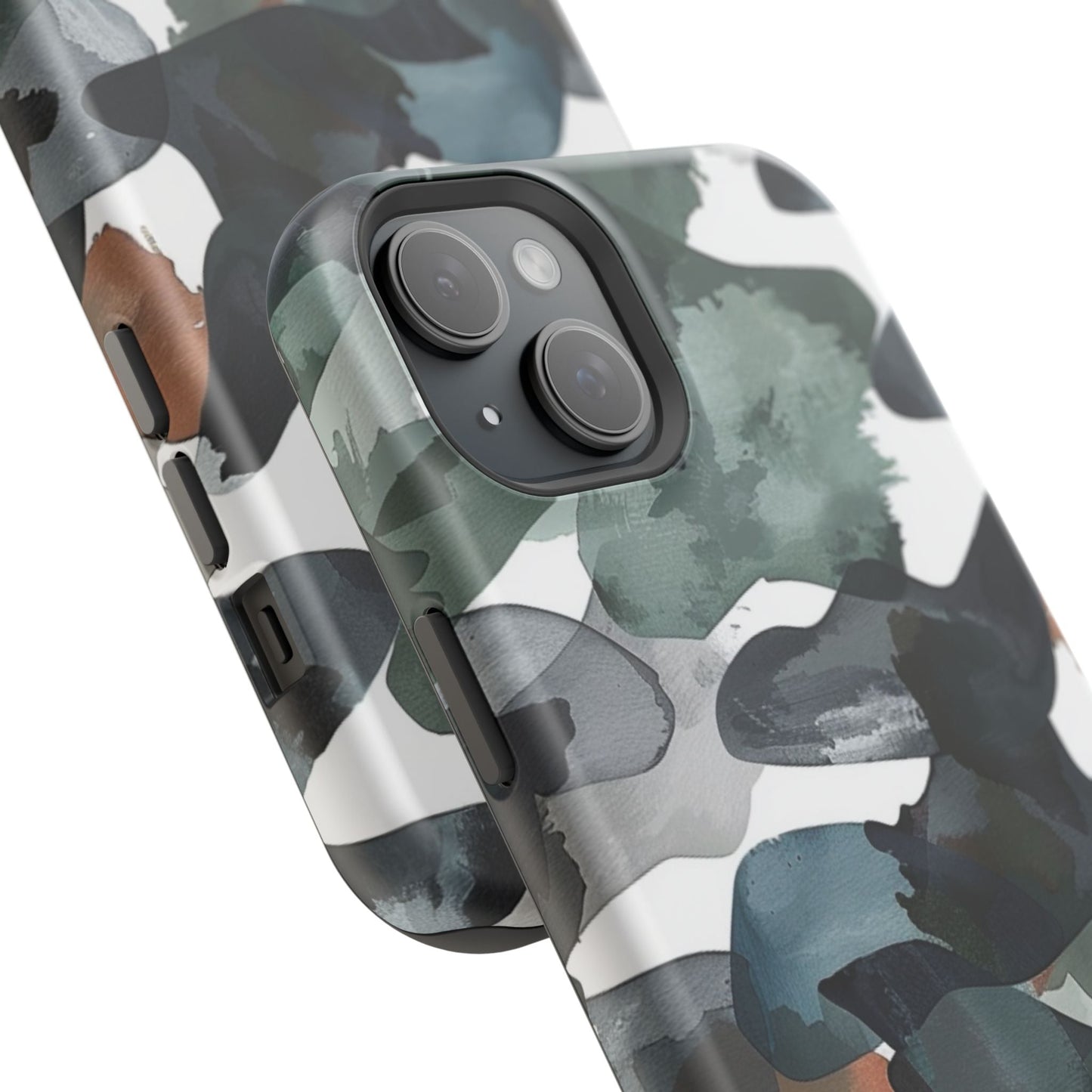 Moody Abstract Watercolor MagSafe Case – Dark Green and Earthy Brown with MagSafe Compatibility - BOGO Cases