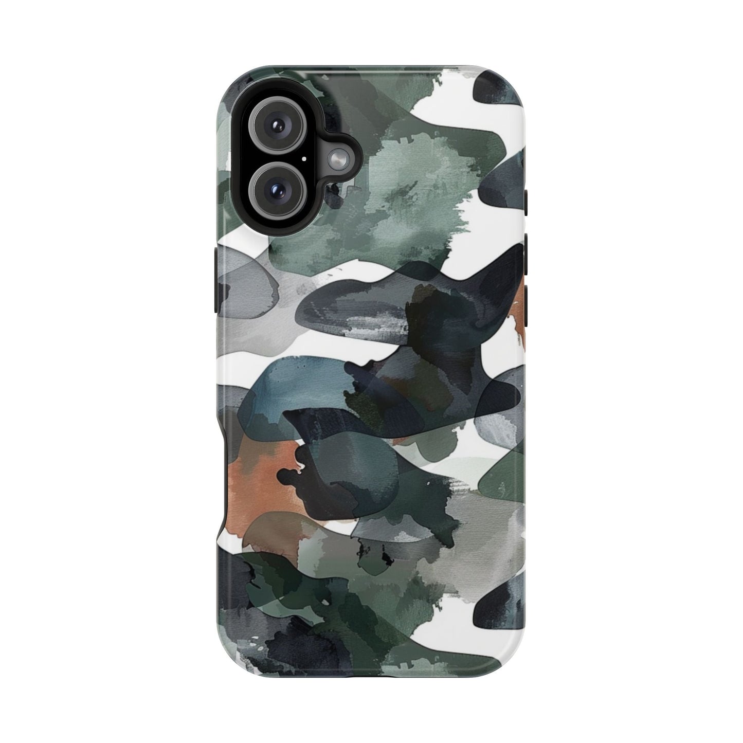 Moody Abstract Watercolor MagSafe Case – Dark Green and Earthy Brown with MagSafe Compatibility - BOGO Cases