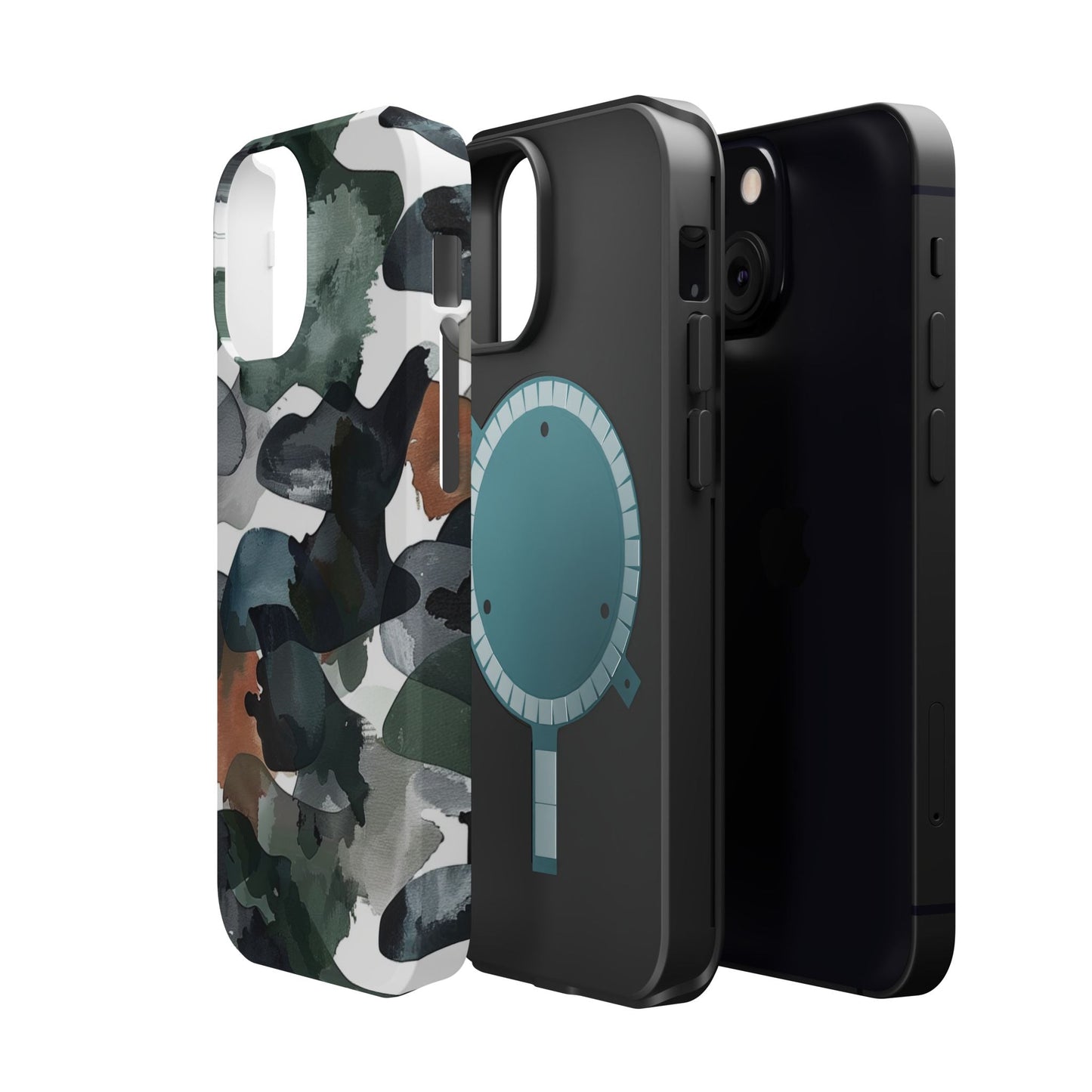 Moody Abstract Watercolor MagSafe Case – Dark Green and Earthy Brown with MagSafe Compatibility - BOGO Cases
