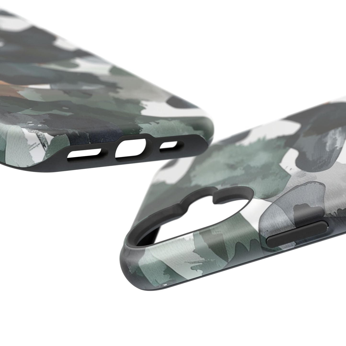 Moody Abstract Watercolor MagSafe Case – Dark Green and Earthy Brown with MagSafe Compatibility - BOGO Cases