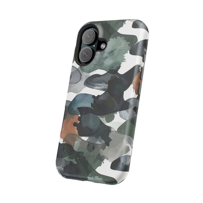 Moody Abstract Watercolor MagSafe Case – Dark Green and Earthy Brown with MagSafe Compatibility - BOGO Cases