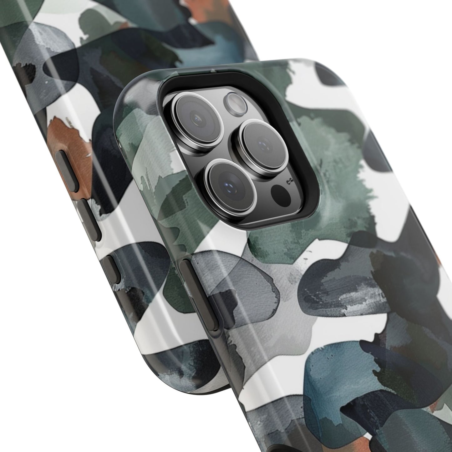 Moody Abstract Watercolor MagSafe Case – Dark Green and Earthy Brown with MagSafe Compatibility - BOGO Cases
