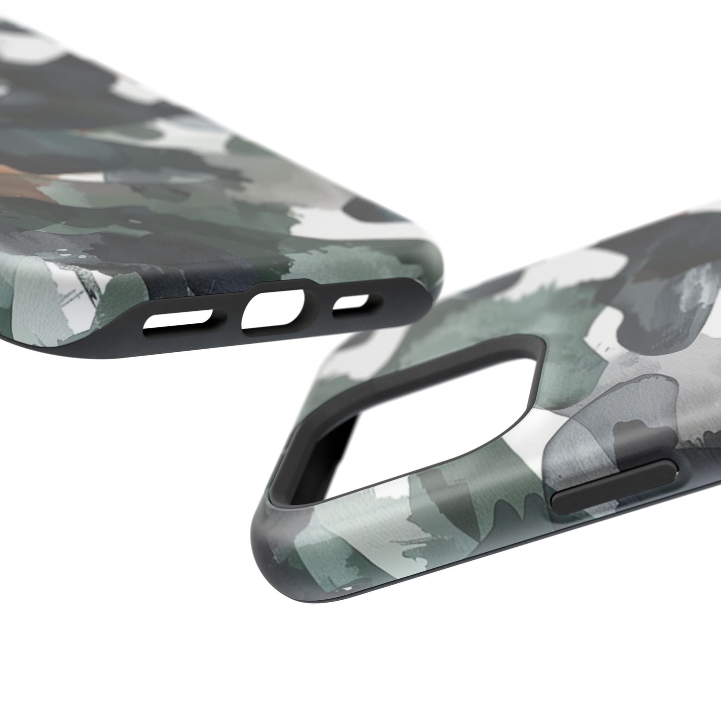 Moody Abstract Watercolor MagSafe Case – Dark Green and Earthy Brown with MagSafe Compatibility - BOGO Cases
