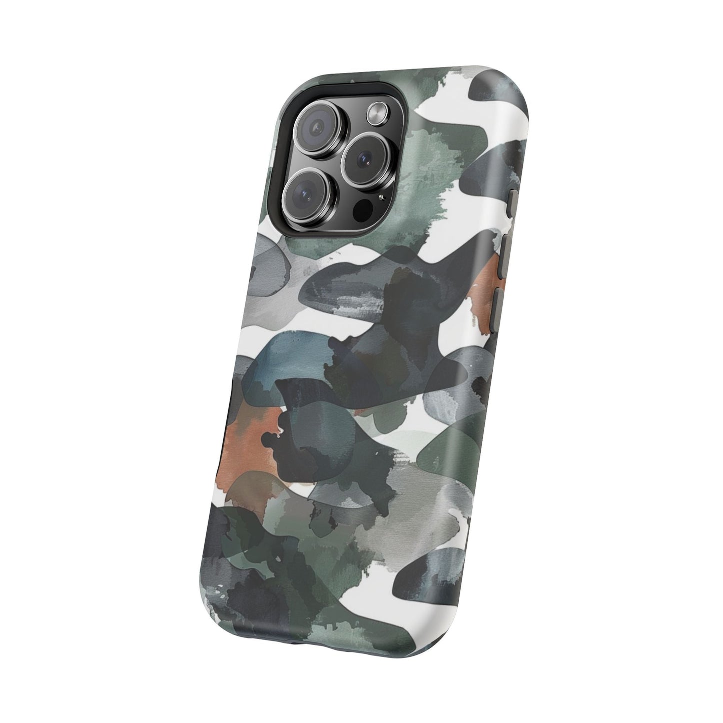 Moody Abstract Watercolor MagSafe Case – Dark Green and Earthy Brown with MagSafe Compatibility - BOGO Cases