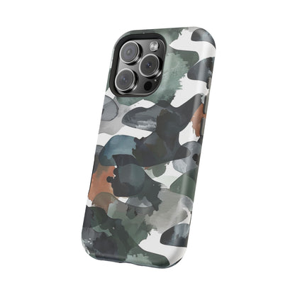 Moody Abstract Watercolor MagSafe Case – Dark Green and Earthy Brown with MagSafe Compatibility - BOGO Cases