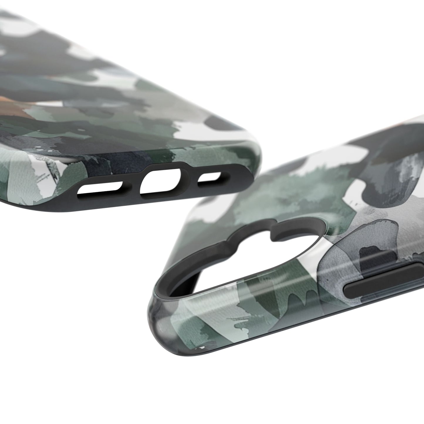 Moody Abstract Watercolor MagSafe Case – Dark Green and Earthy Brown with MagSafe Compatibility - BOGO Cases
