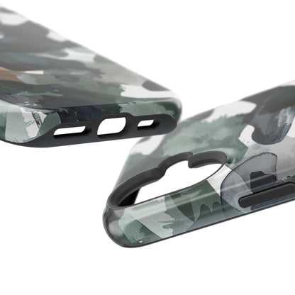 Moody Abstract Watercolor MagSafe Case – Dark Green and Earthy Brown with MagSafe Compatibility - BOGO Cases