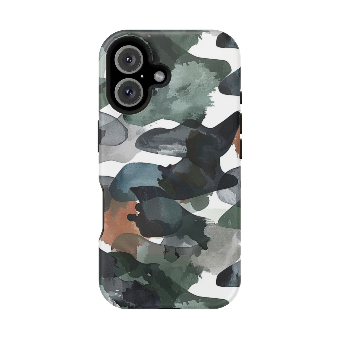 Moody Abstract Watercolor MagSafe Case – Dark Green and Earthy Brown with MagSafe Compatibility - BOGO Cases