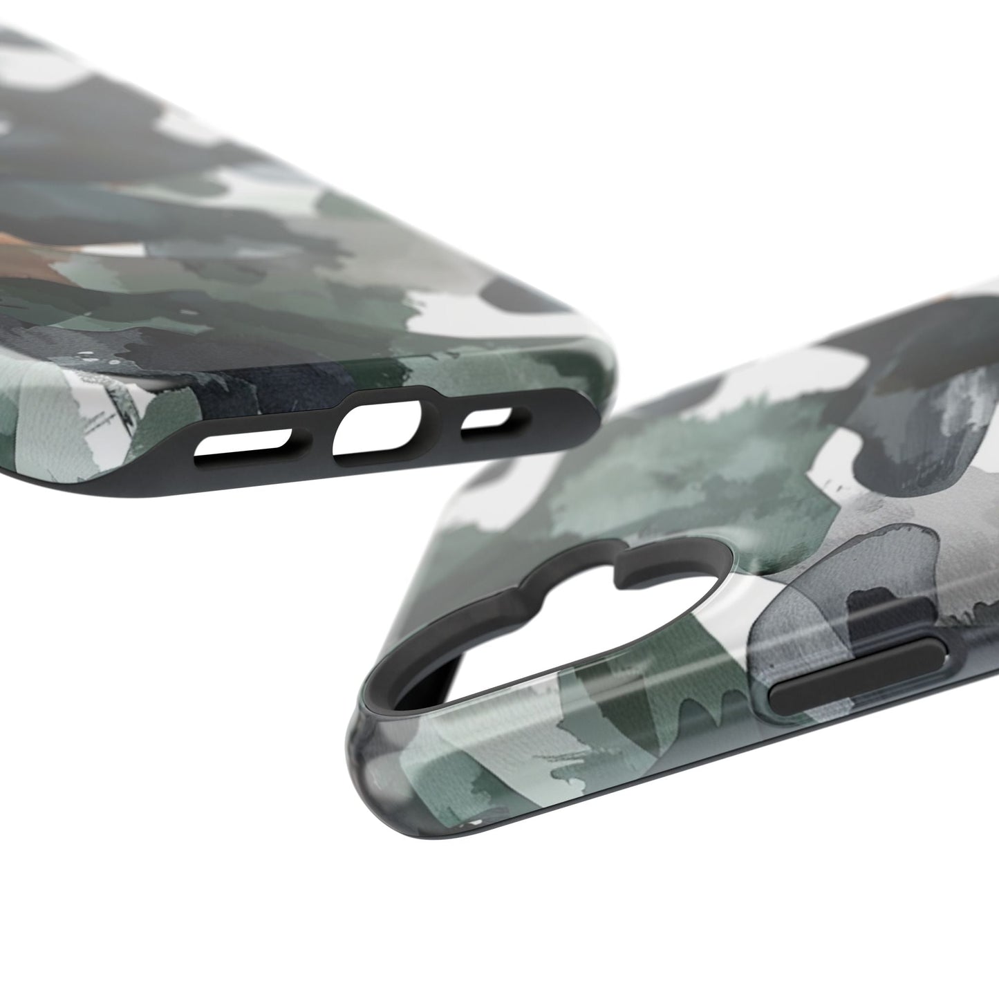 Moody Abstract Watercolor MagSafe Case – Dark Green and Earthy Brown with MagSafe Compatibility - BOGO Cases