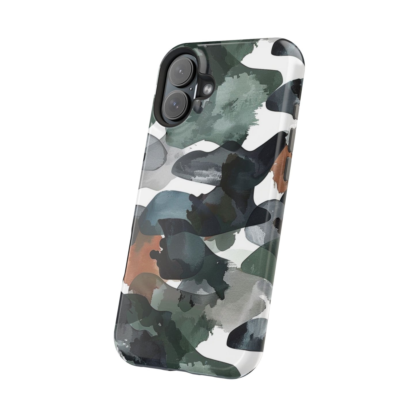 Moody Abstract Watercolor MagSafe Case – Dark Green and Earthy Brown with MagSafe Compatibility - BOGO Cases