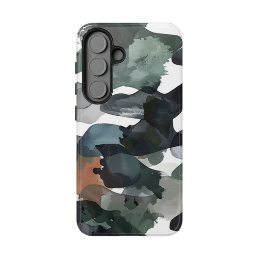 Moody Abstract Watercolor Samsung Galaxy Case – Dark Green and Brown Artistic Design - BOGO Cases