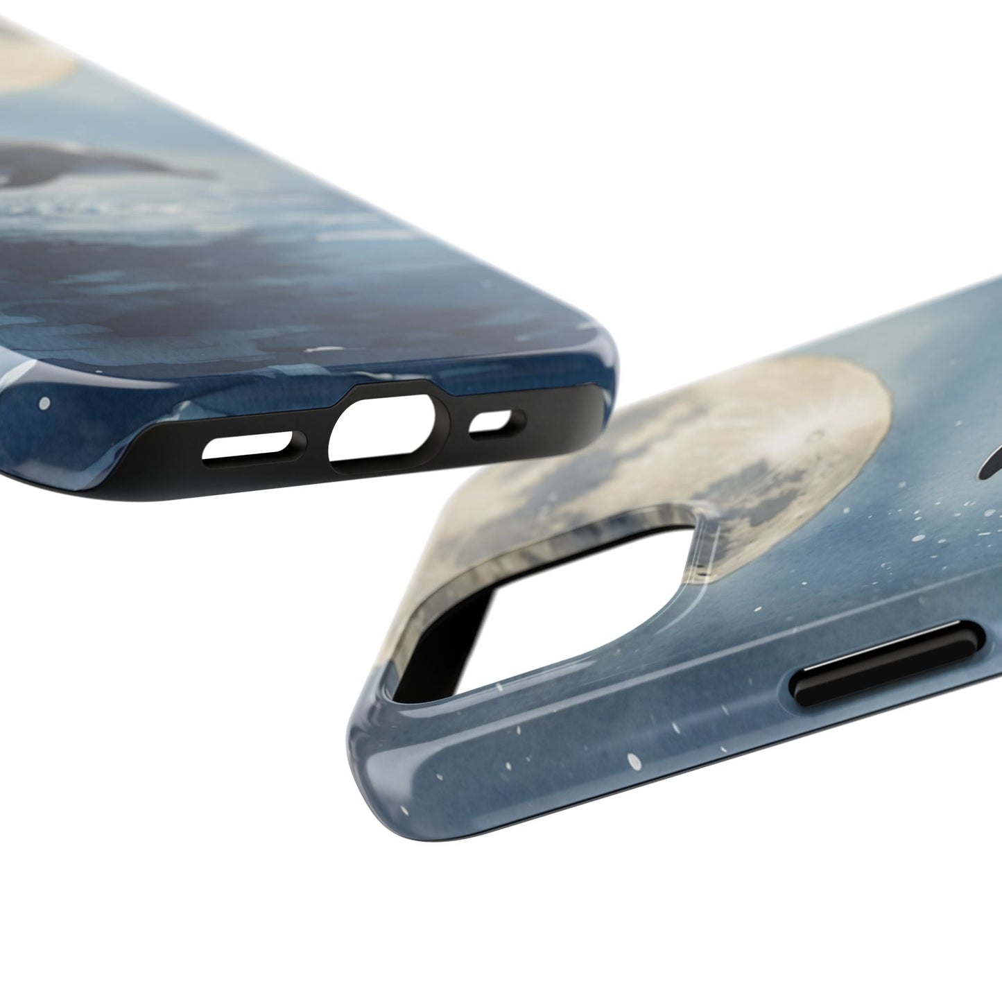 Moonlight Dolphin Watercolor iPhone Case – Dreamy Ocean Night Design - BOGO Cases