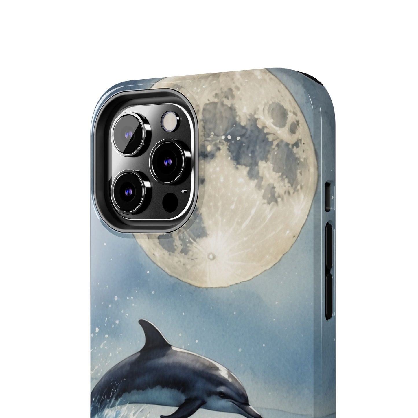 Moonlight Dolphin Watercolor iPhone Case – Dreamy Ocean Night Design - BOGO Cases