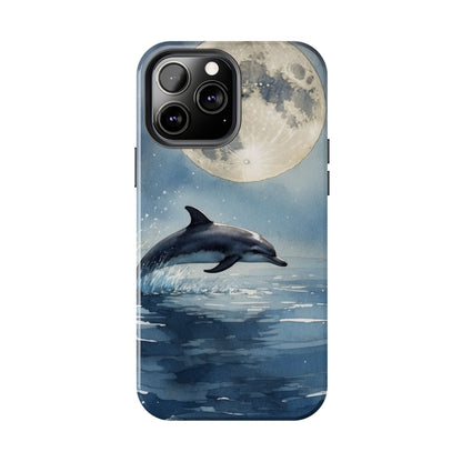 Moonlight Dolphin Watercolor iPhone Case – Dreamy Ocean Night Design - BOGO Cases