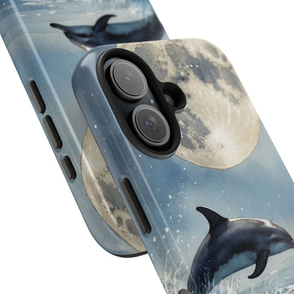 Moonlight Dolphin Watercolor iPhone Case – Dreamy Ocean Night Design - BOGO Cases
