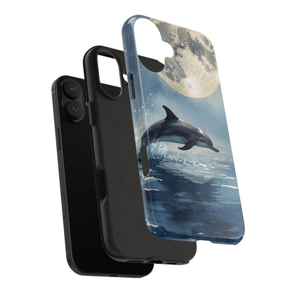 Moonlight Dolphin Watercolor iPhone Case – Dreamy Ocean Night Design - BOGO Cases