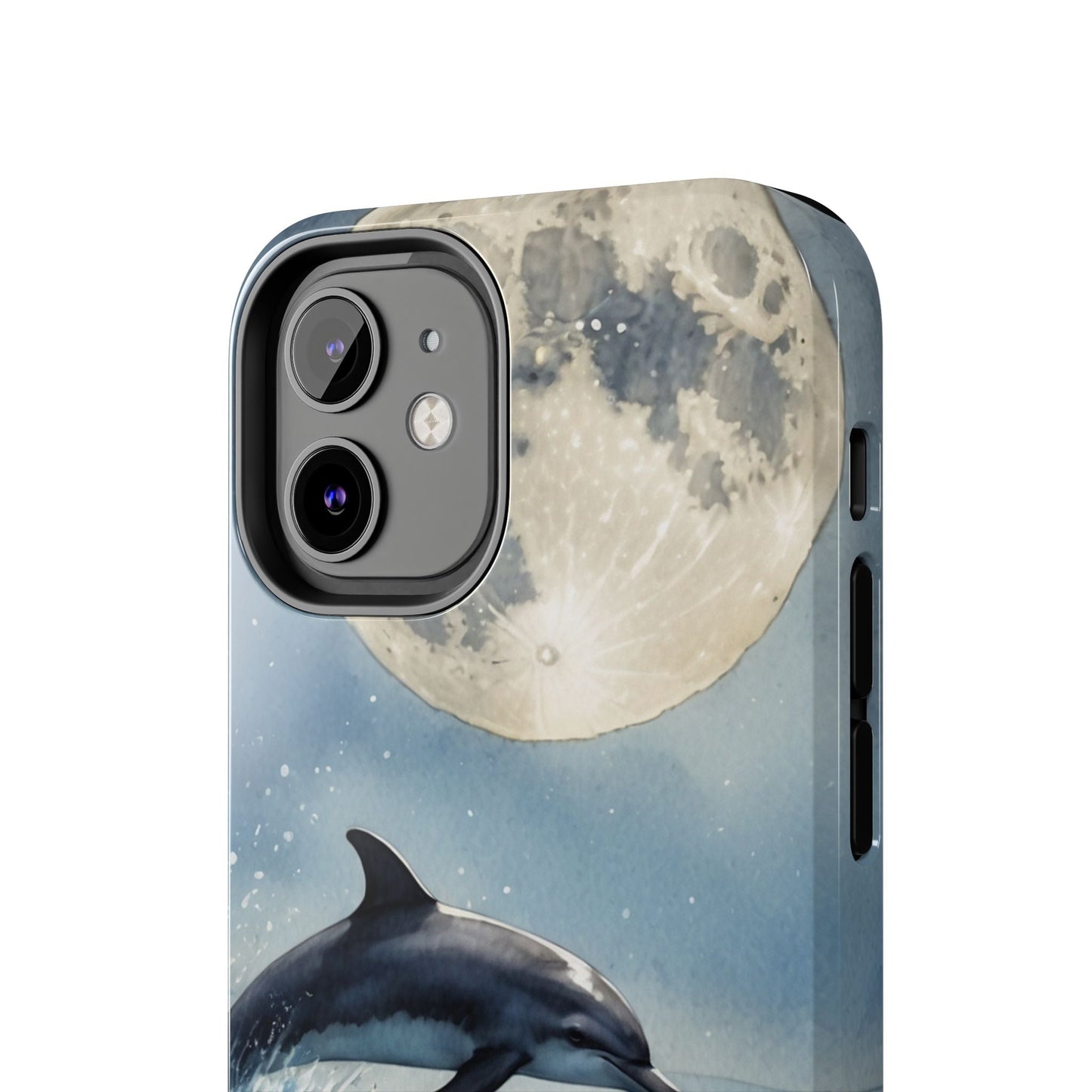 Moonlight Dolphin Watercolor iPhone Case – Dreamy Ocean Night Design - BOGO Cases