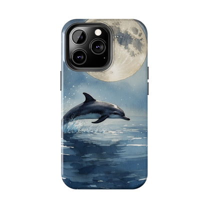 Moonlight Dolphin Watercolor iPhone Case – Dreamy Ocean Night Design - BOGO Cases