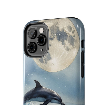 Moonlight Dolphin Watercolor iPhone Case – Dreamy Ocean Night Design - BOGO Cases