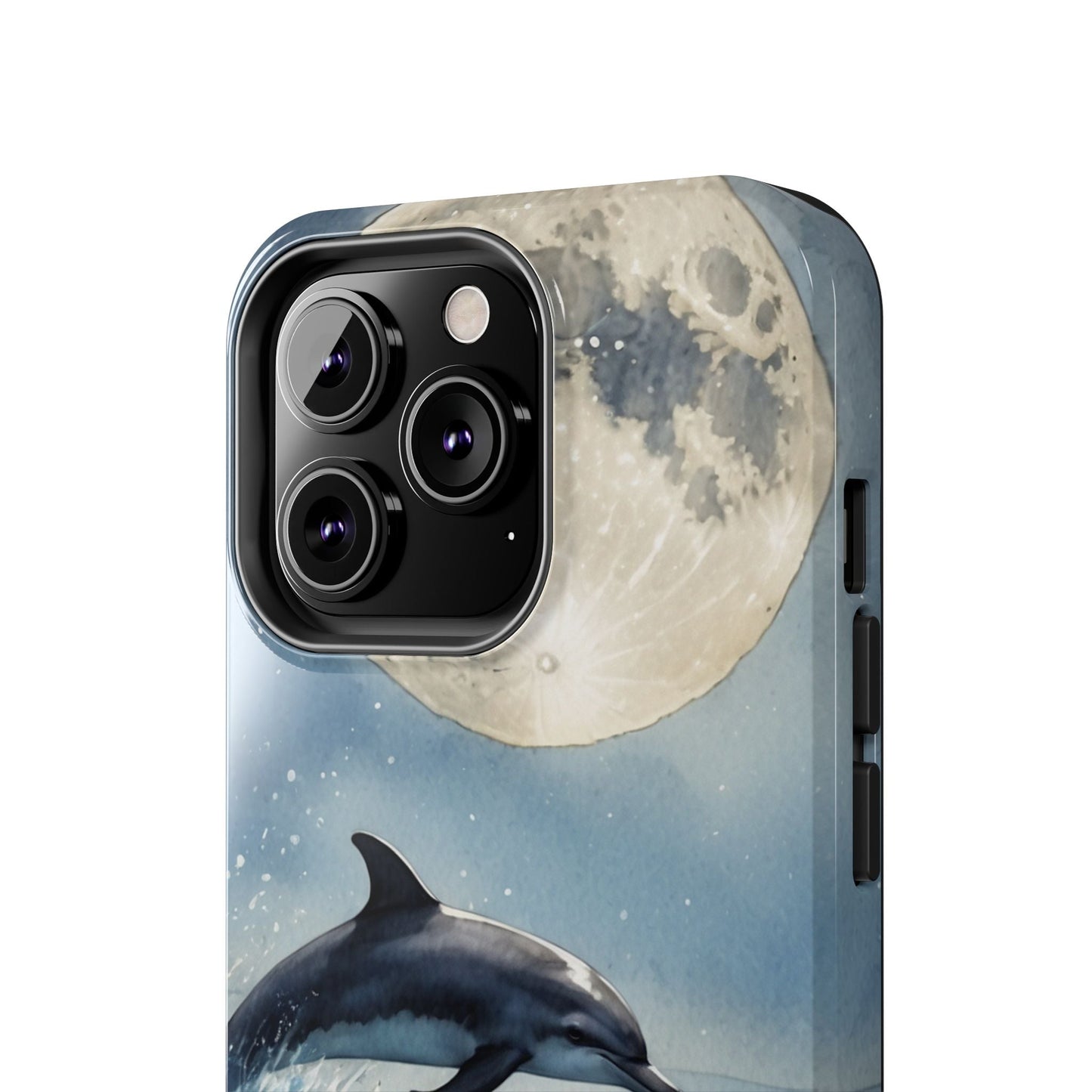 Moonlight Dolphin Watercolor iPhone Case – Dreamy Ocean Night Design - BOGO Cases