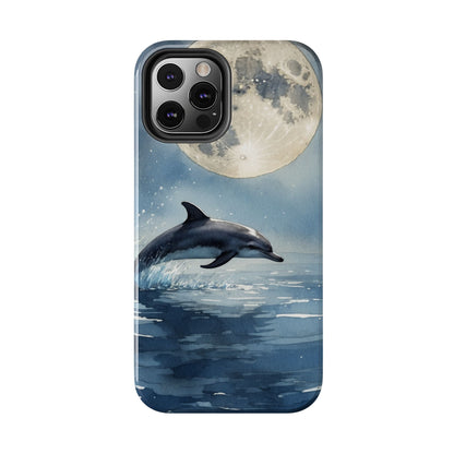 Moonlight Dolphin Watercolor iPhone Case – Dreamy Ocean Night Design - BOGO Cases