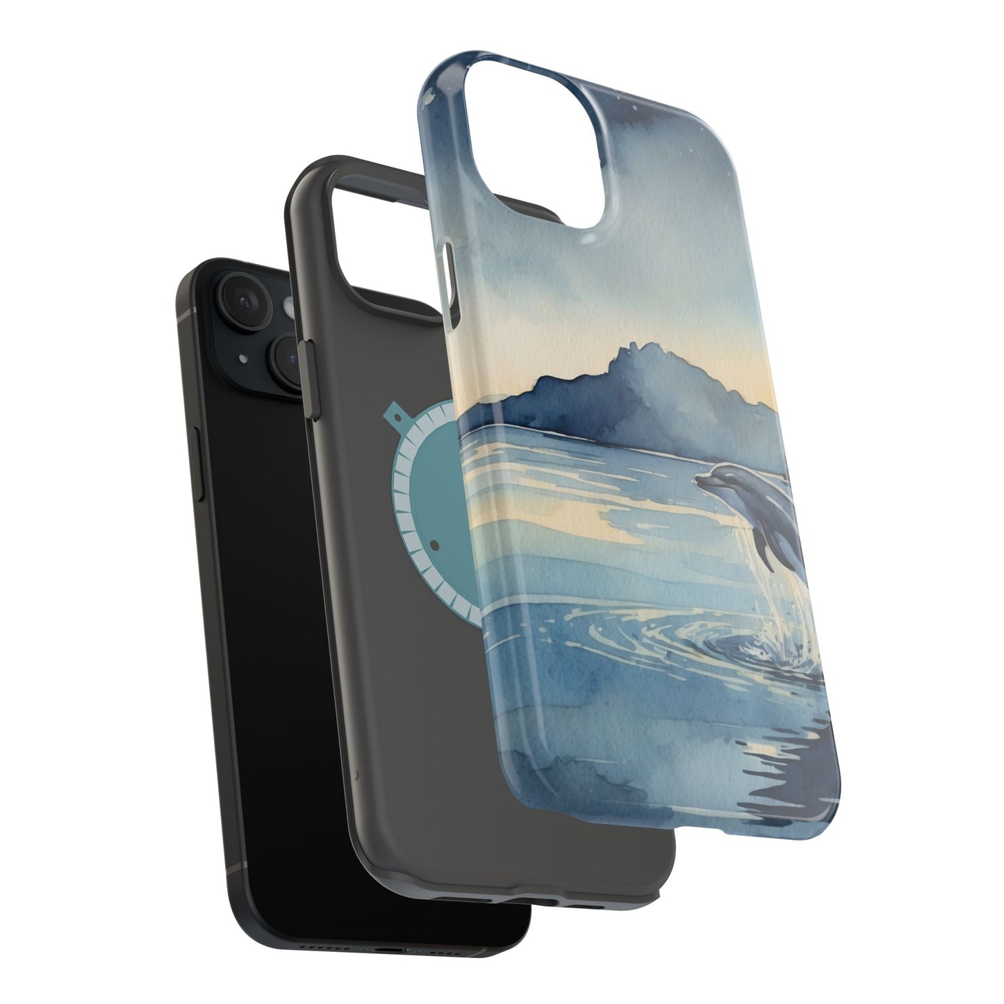 Moonlight Dolphin Watercolor MagSafe iPhone Case - BOGO Cases