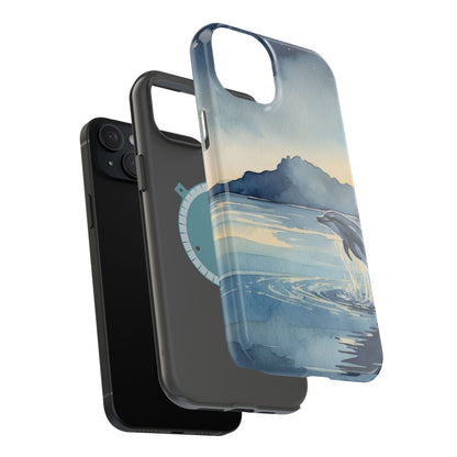 Moonlight Dolphin Watercolor MagSafe iPhone Case - BOGO Cases